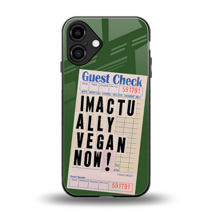 i'm vegan back phone cover | glass case for iphone 16 plus