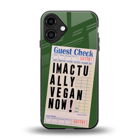 i'm vegan back phone cover | glass case for iphone 16 plus