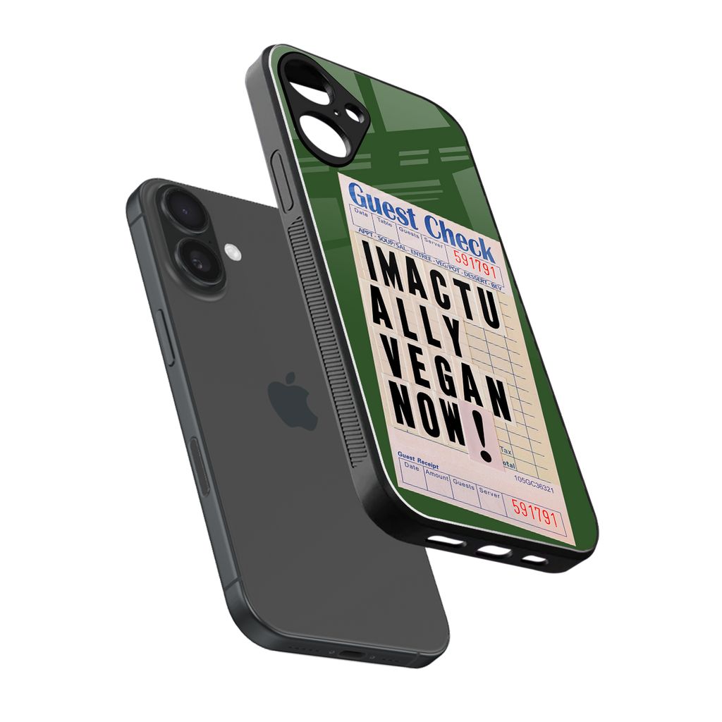 i'm vegan back phone cover | glass case for iphone 16 plus
