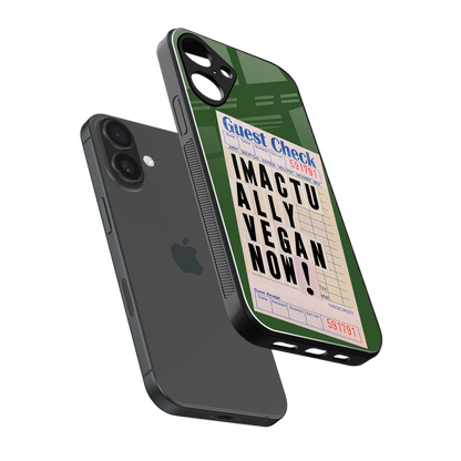 i'm vegan back phone cover | glass case for iphone 16 plus