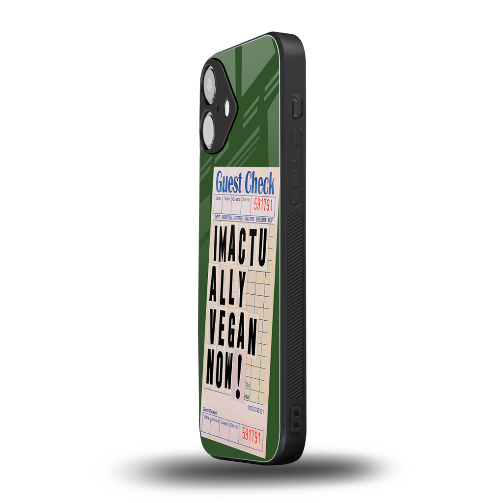 i'm vegan back phone cover | glass case for iphone 16 plus
