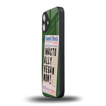 i'm vegan back phone cover | glass case for iphone 16 plus