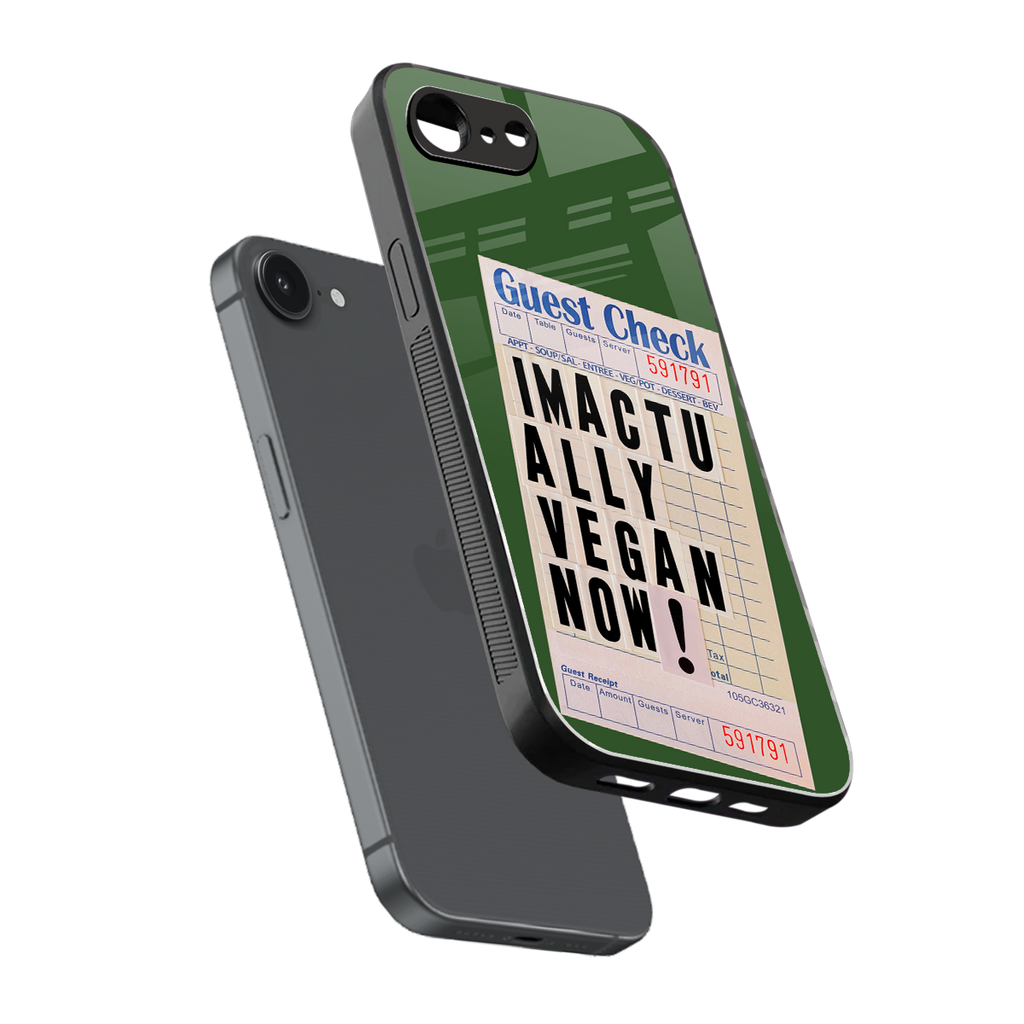 i'm vegan back phone cover | glass case for iphone 16e
