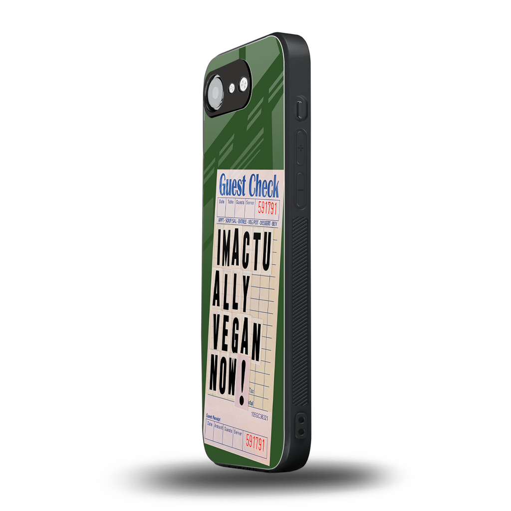 i'm vegan back phone cover | glass case for iphone 16e