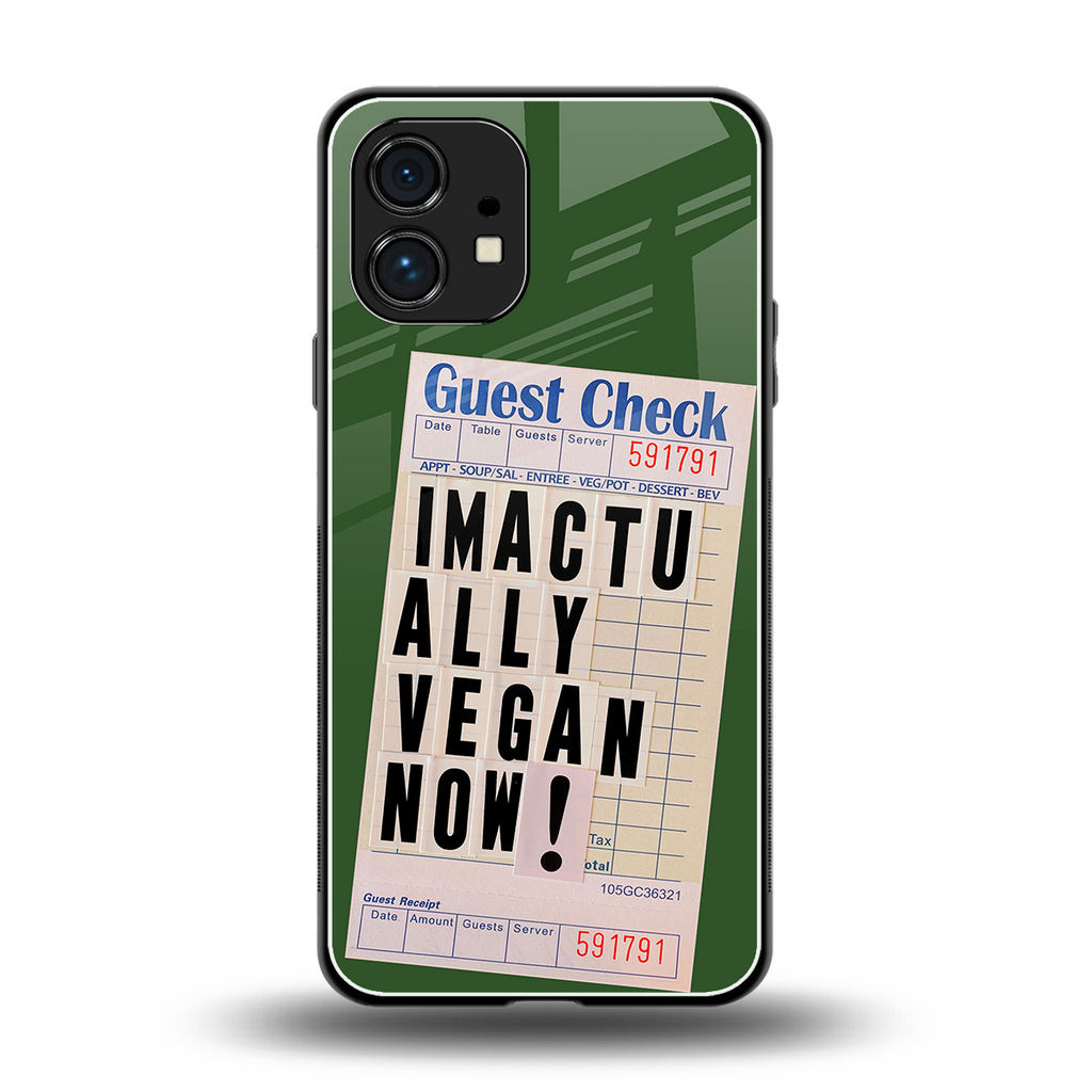 i'm vegan back phone cover | glass case for nothing phone 1