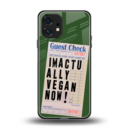 i'm vegan back phone cover | glass case for nothing phone 1