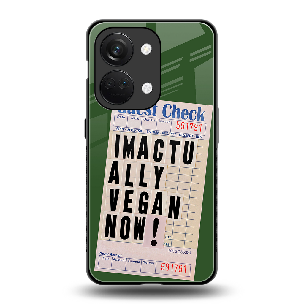 i'm vegan back phone cover | glass case for oneplus nord 3