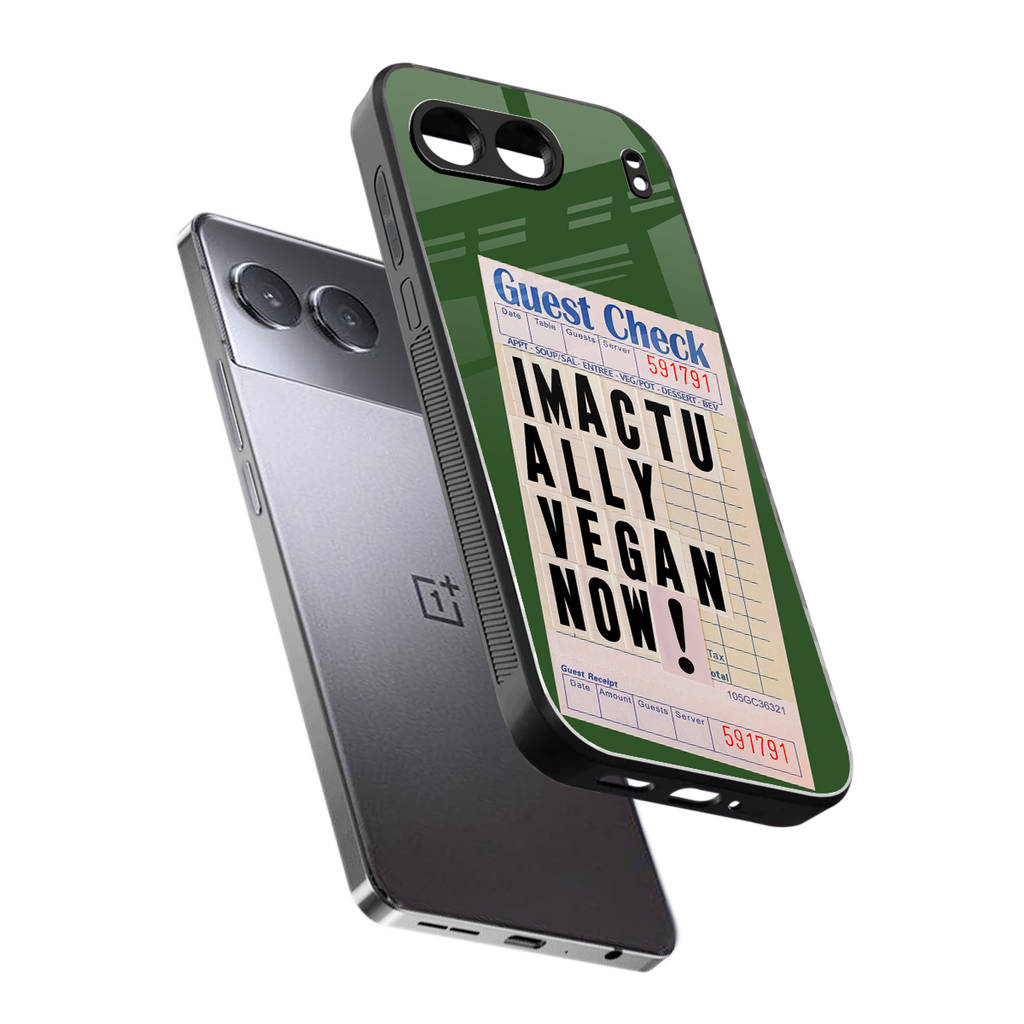i'm vegan back phone cover | glass case for oneplus nord 4