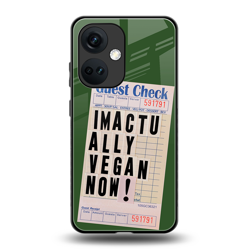 i'm vegan back phone cover | glass case for oneplus nord ce 3