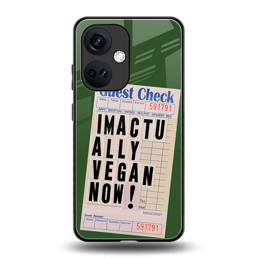 i'm vegan back phone cover | glass case for oneplus nord ce 3