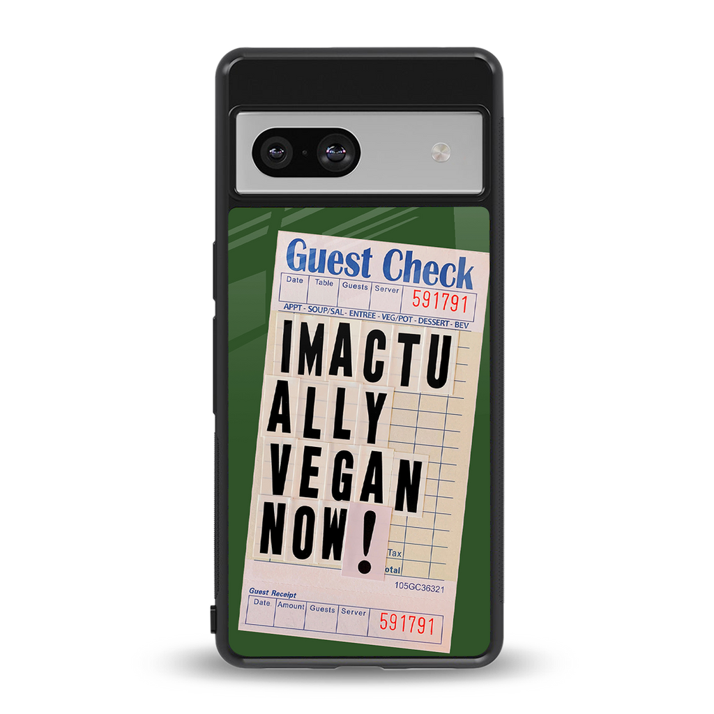 i'm vegan back phone cover | glass case for Google Pixel 7A
