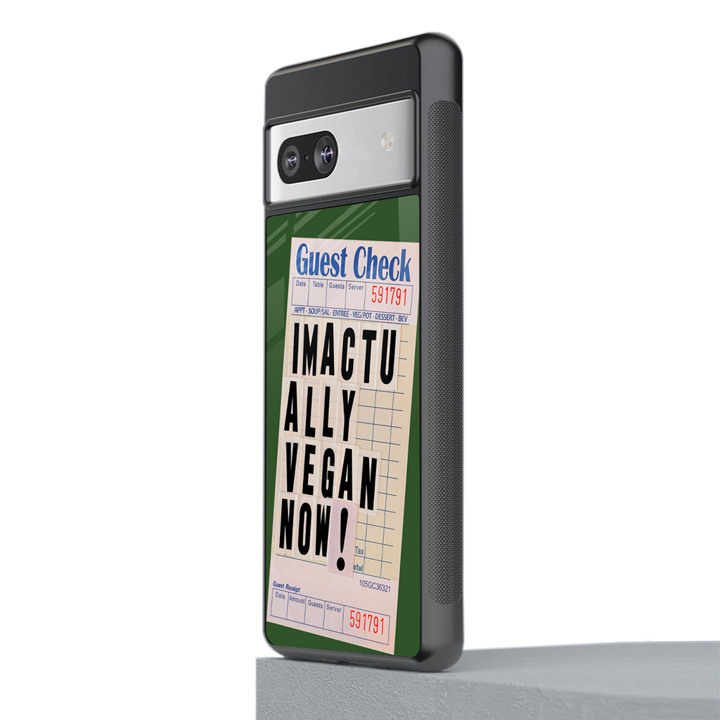 i'm vegan back phone cover | glass case for Google Pixel 7A