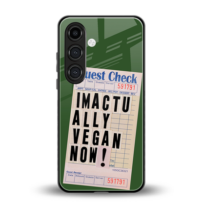i'm vegan back phone cover | glass case for samsung galaxy s24 fe