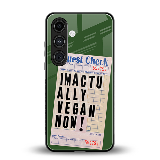 i'm vegan back phone cover | glass case for samsung galaxy s24 fe