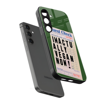 i'm vegan back phone cover | glass case for samsung galaxy s24 fe