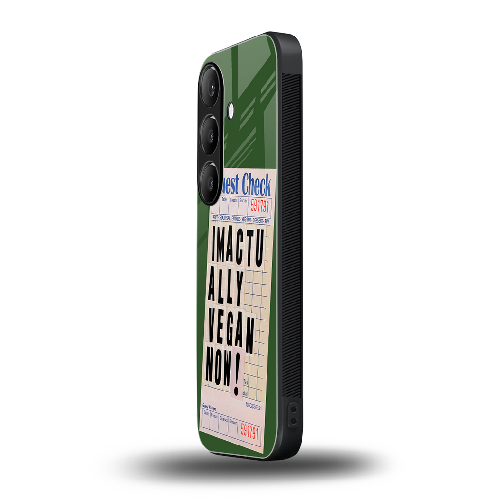 i'm vegan back phone cover | glass case for samsung galaxy s24 fe