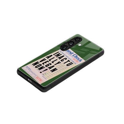 i'm vegan back phone cover | glass case for samsung galaxy s24 fe