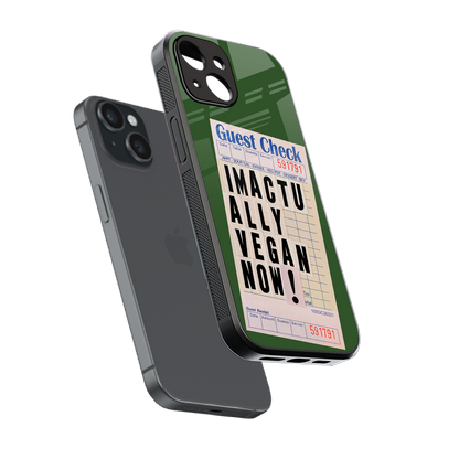 i'm vegan back phone cover | glass case for iphone 15