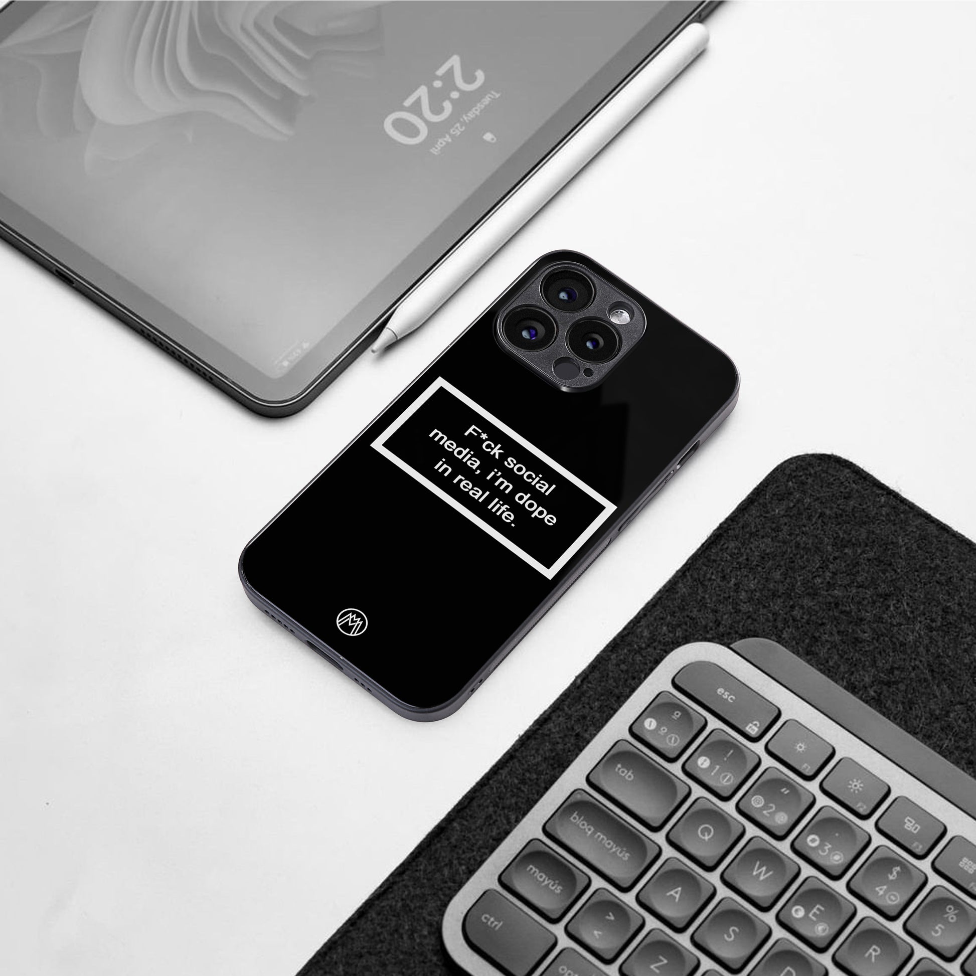 i'm dope in real life black glass back phone cover | glass case for iphone 16 pro max