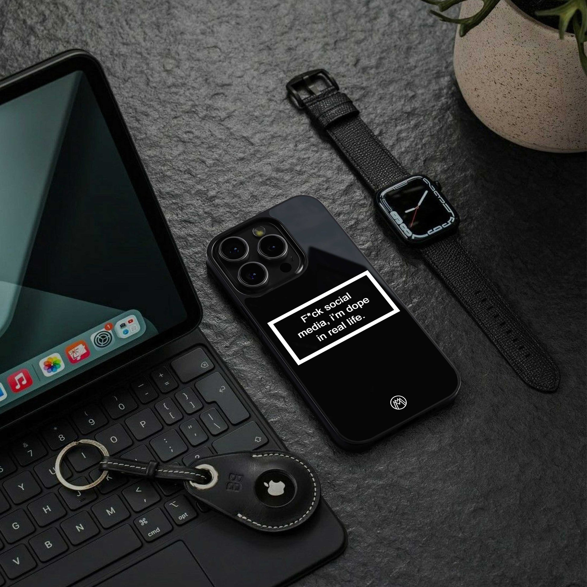 i'm dope in real life black glass back phone cover | glass case for iphone 13 pro max