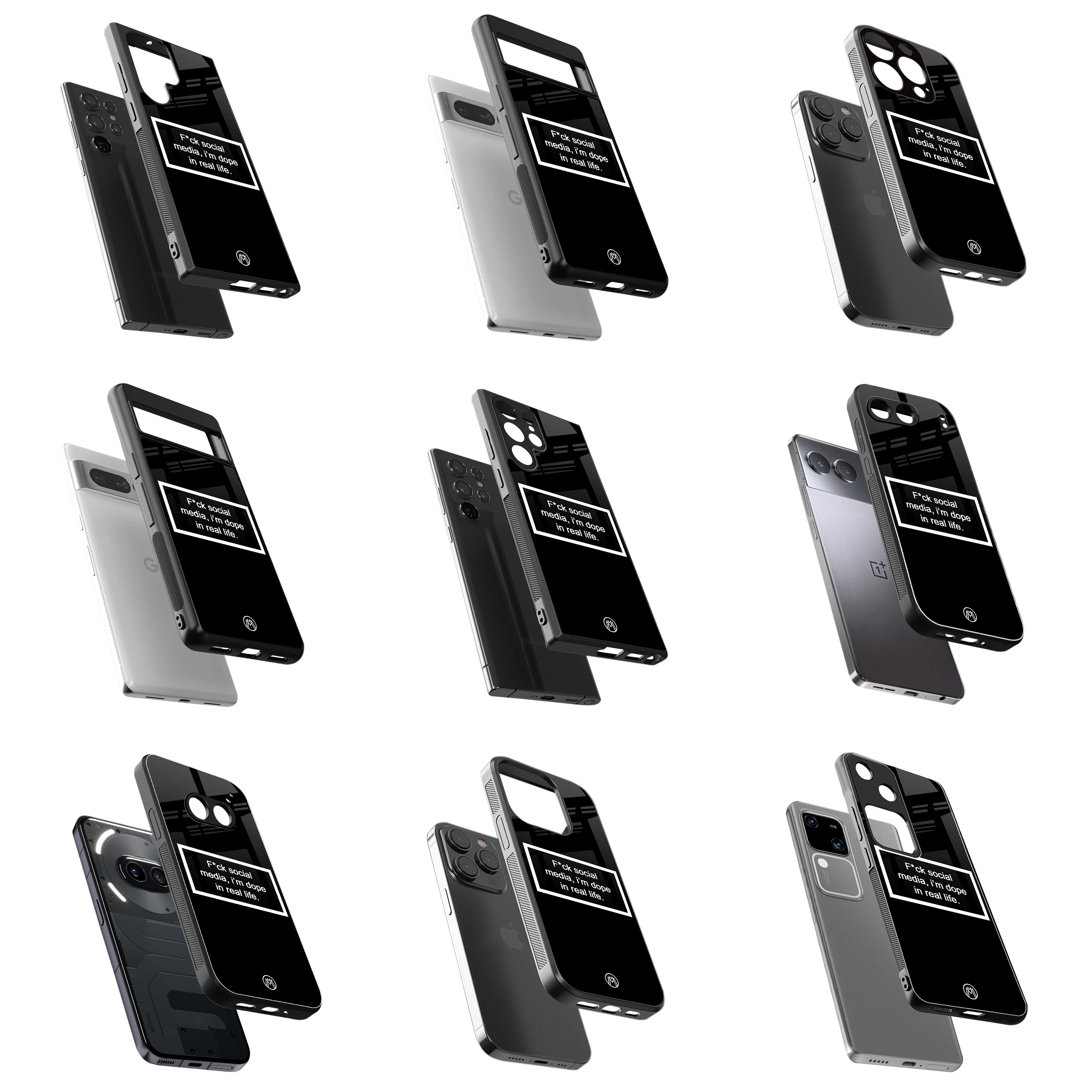 Durable Glass Back Mobile Case for iPhone, Samsung, OnePlus, Google Pixel, Redmi, Vivo, Oppo