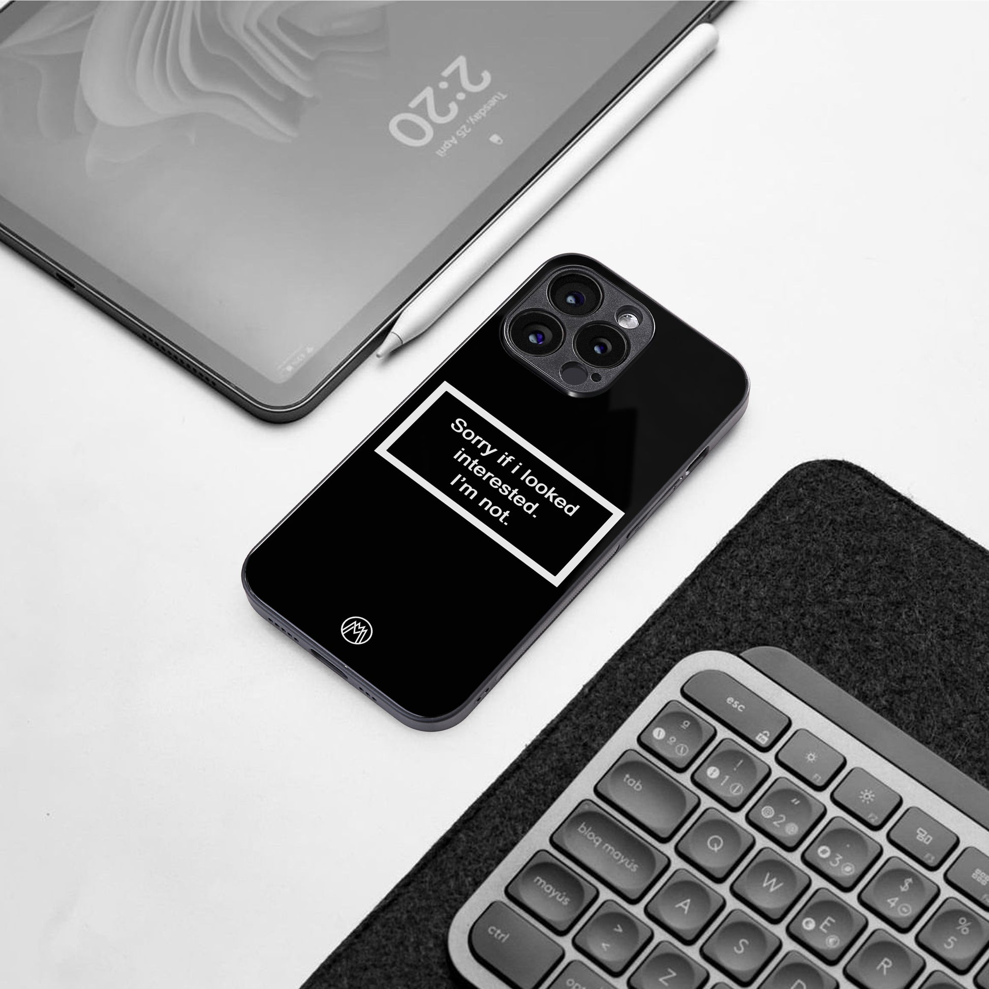 i'm not interested black back phone cover | glass case for google pixel 9 pro
