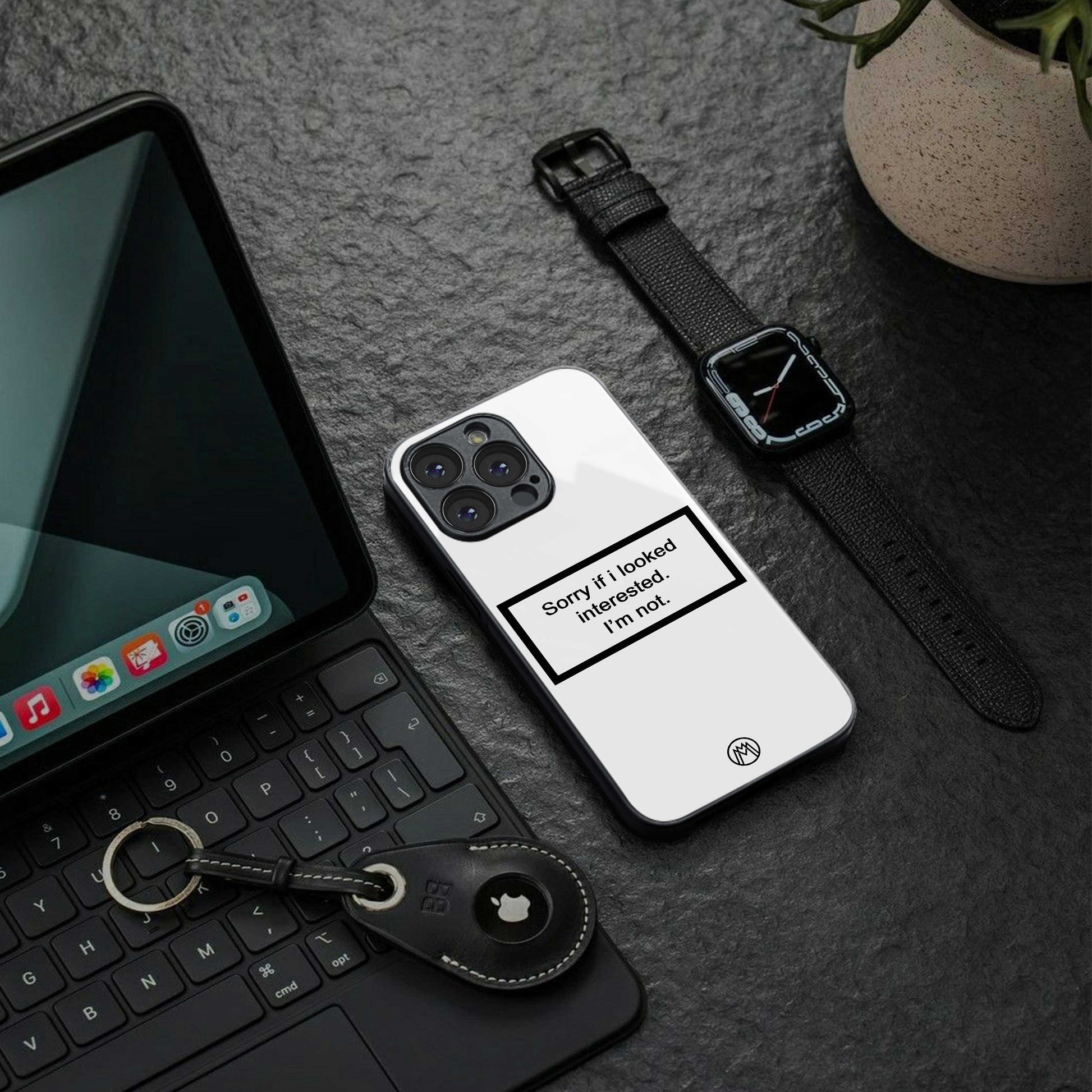 i'm not interested white back phone cover | glass case for Google Pixel 7A