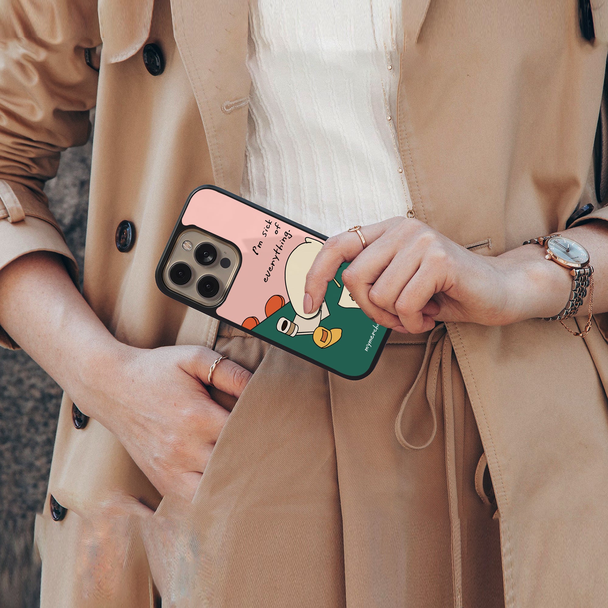 i'm sick of everything back phone cover | glass case for iphone 16 plus