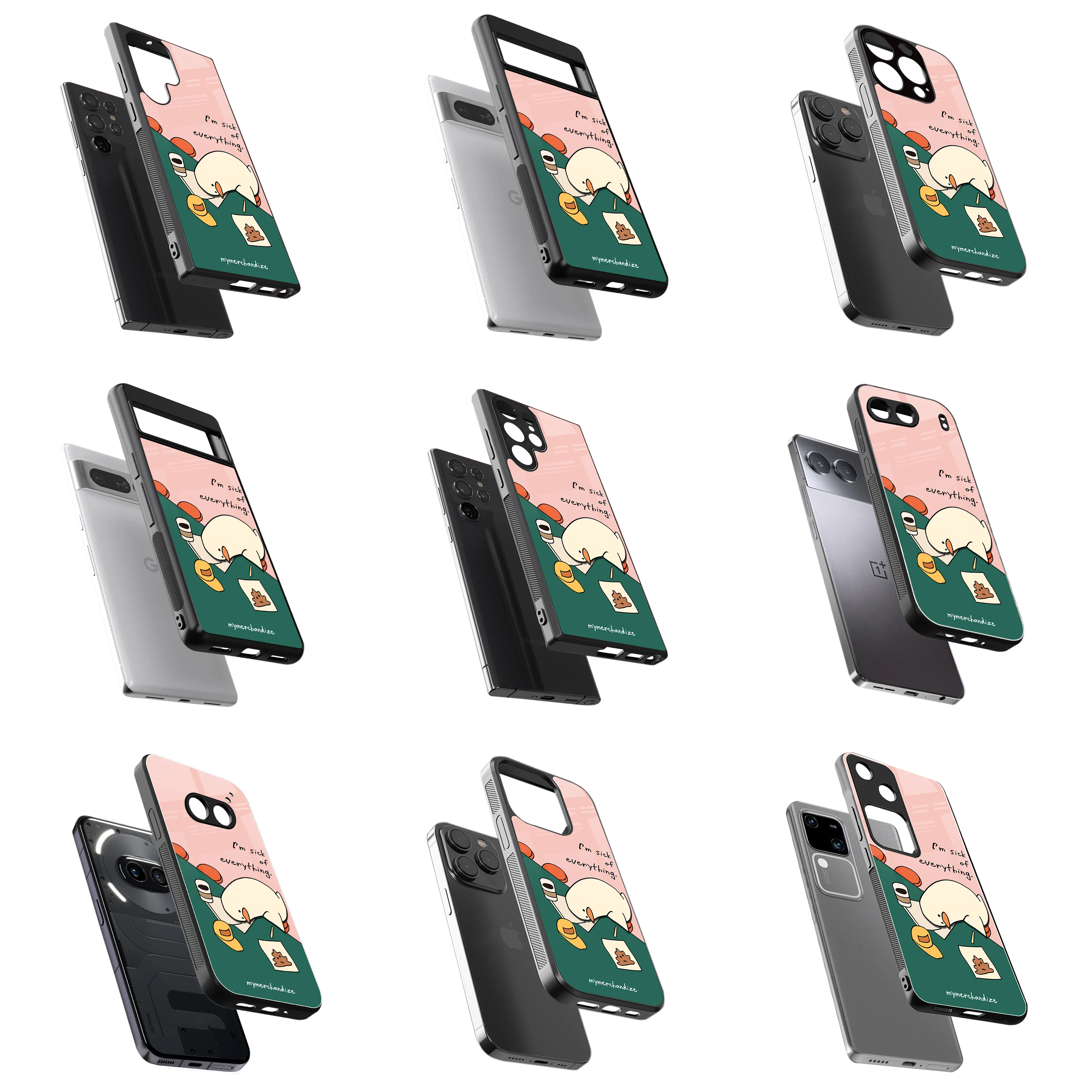 Durable Glass Back Mobile Case for iPhone, Samsung, OnePlus, Google Pixel, Redmi, Vivo, Oppo