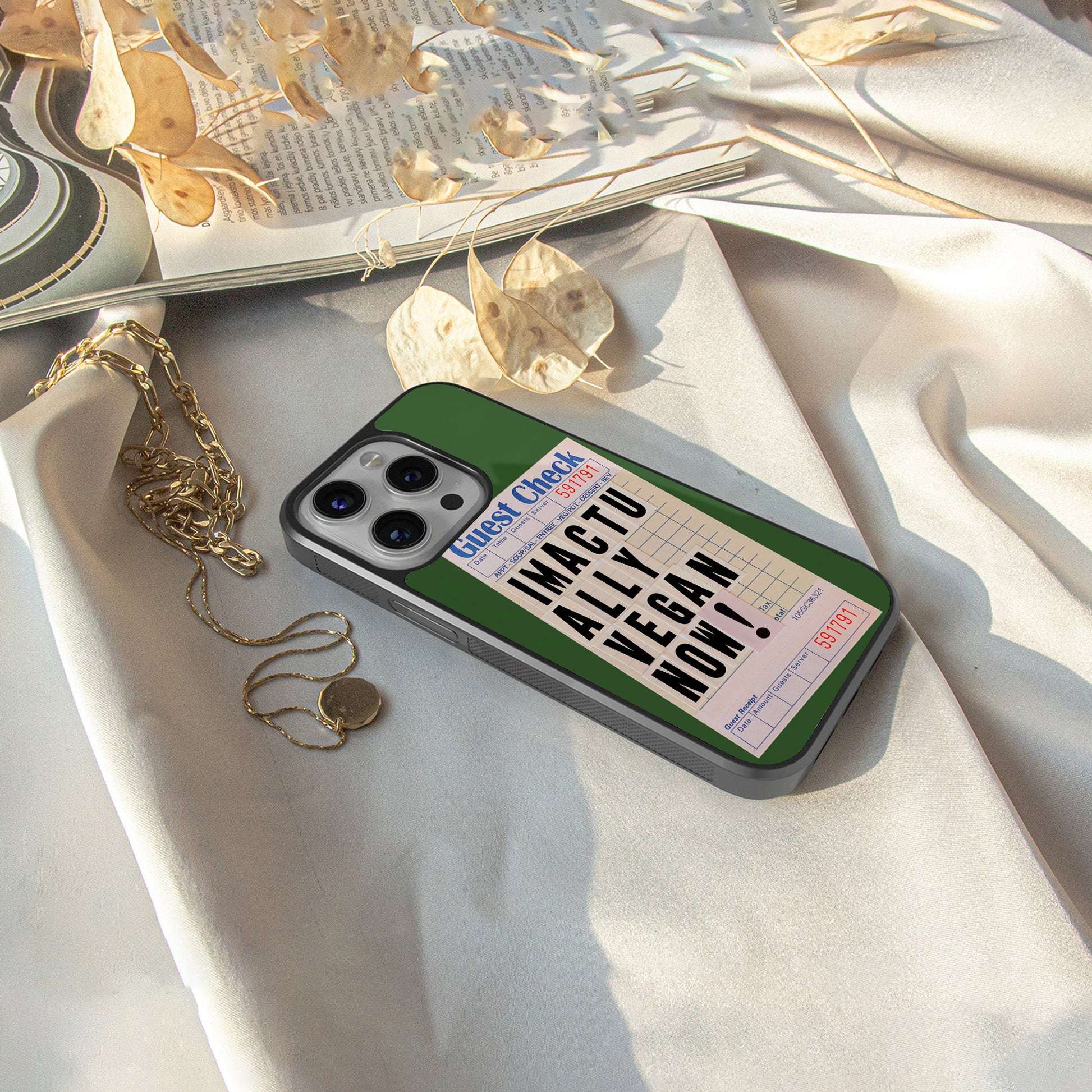 i'm vegan back phone cover | glass case for iphone 16 pro max