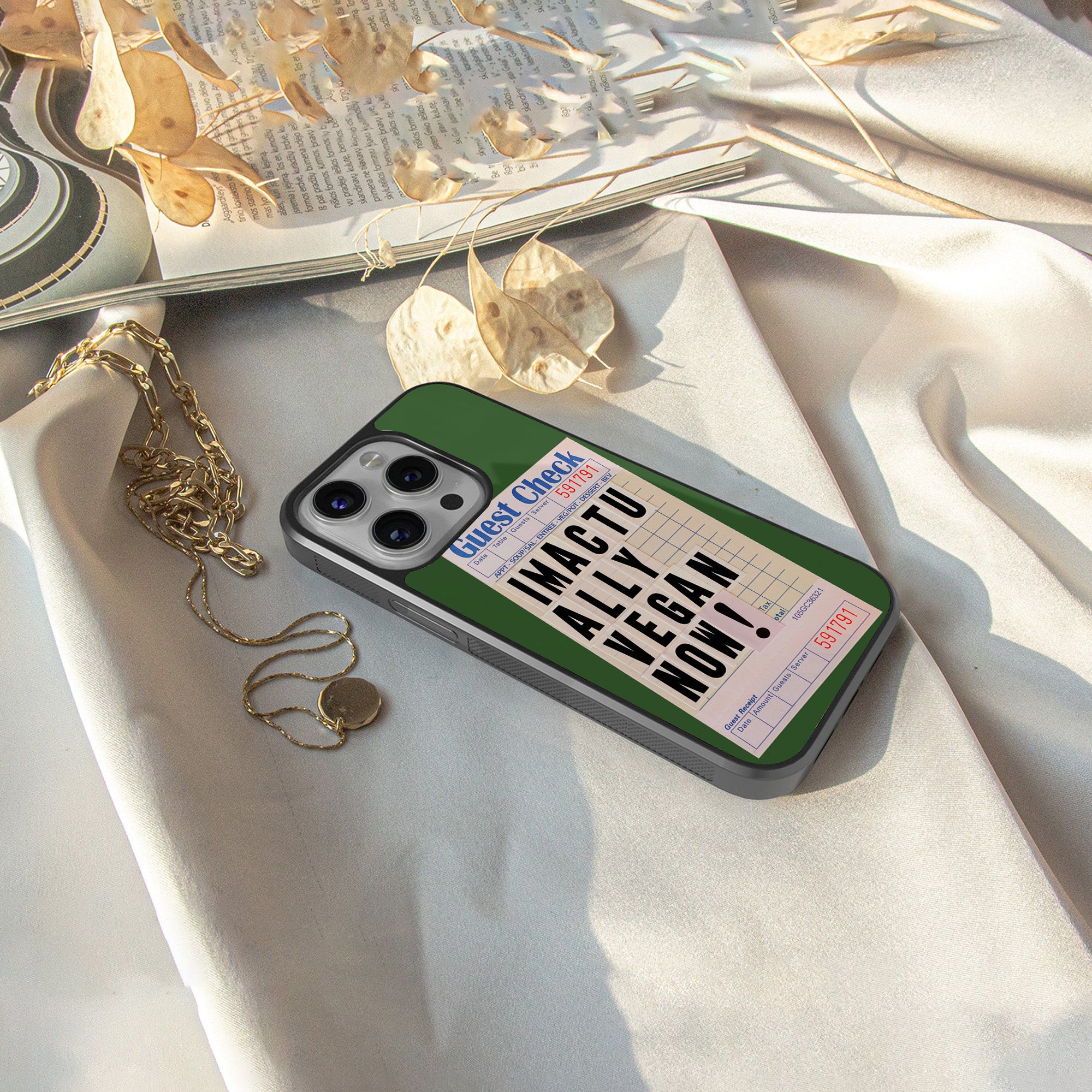 i'm vegan back phone cover | glass case for iphone 16 plus