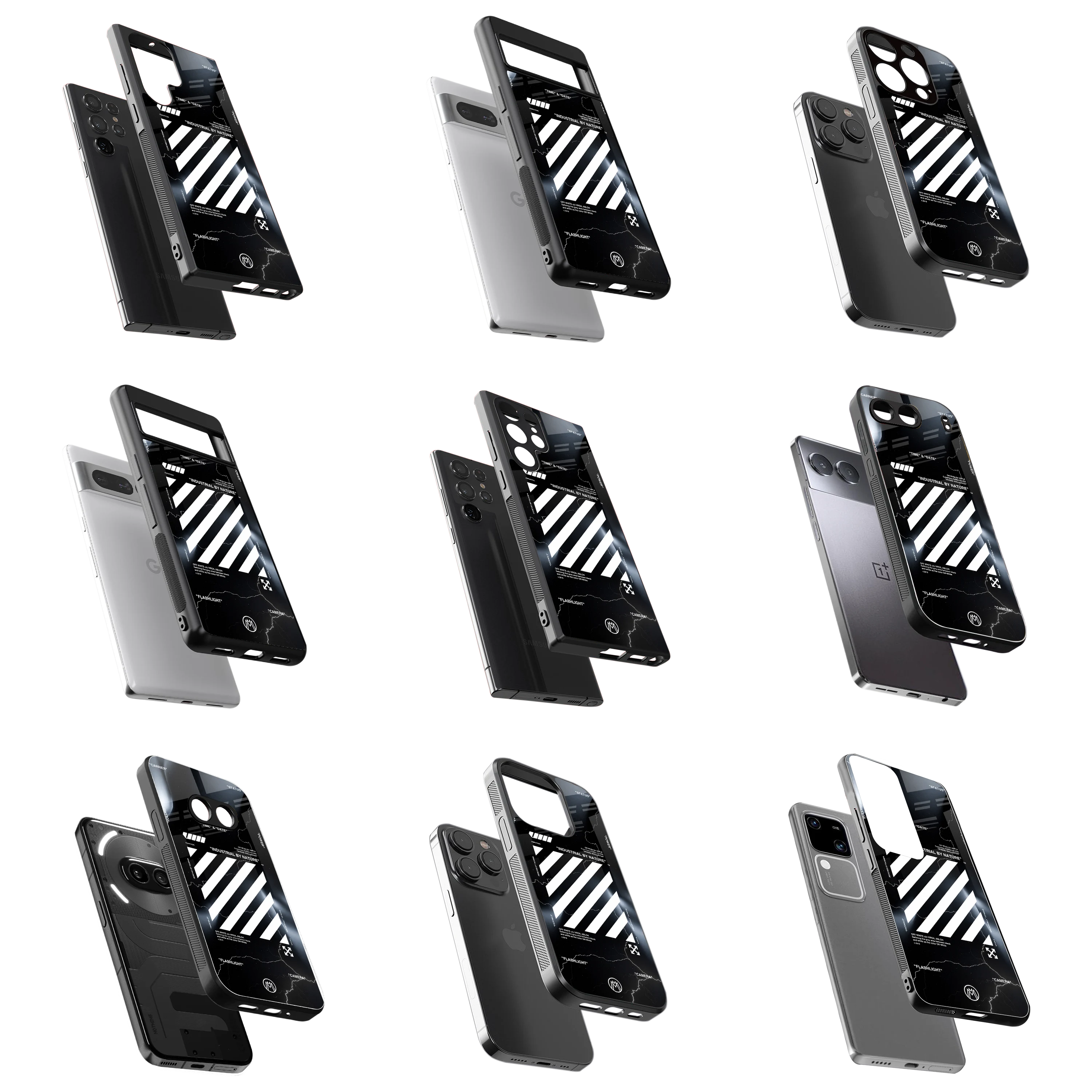 Durable Glass Back Mobile Case for iPhone, Samsung, OnePlus, Google Pixel, Redmi, Vivo, Oppo