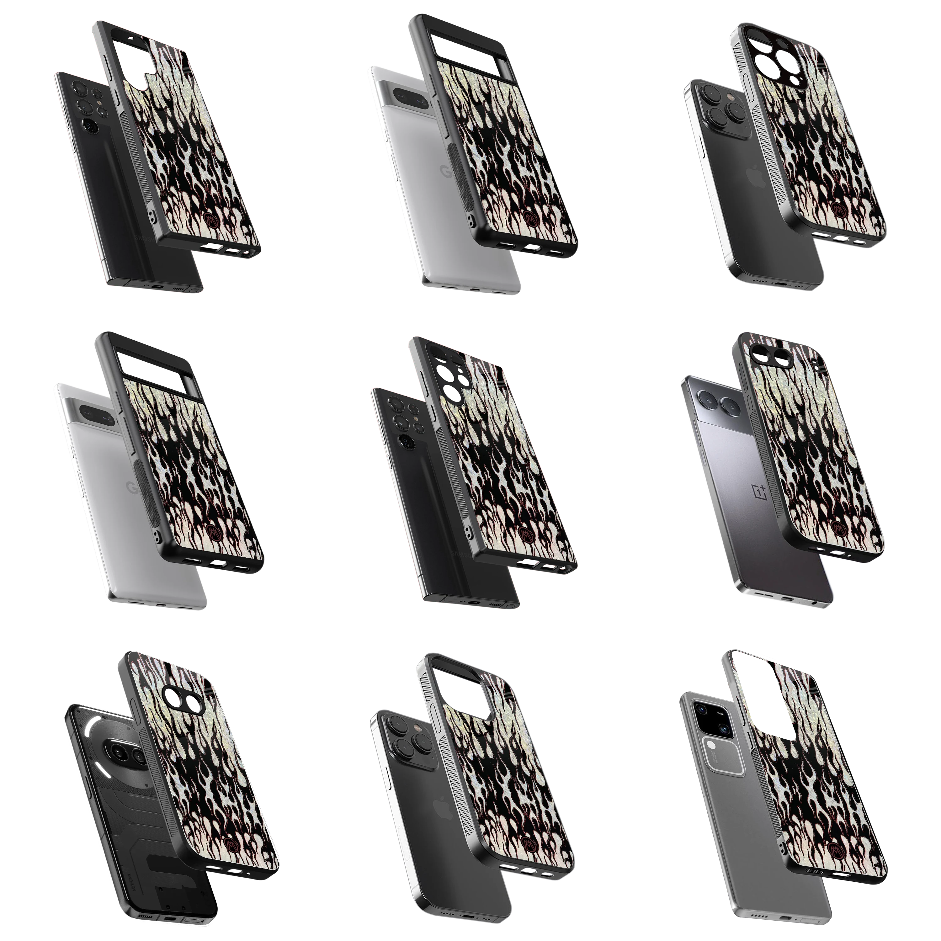 Durable Glass Back Mobile Case for iPhone, Samsung, OnePlus, Google Pixel, Redmi, Vivo, Oppo
