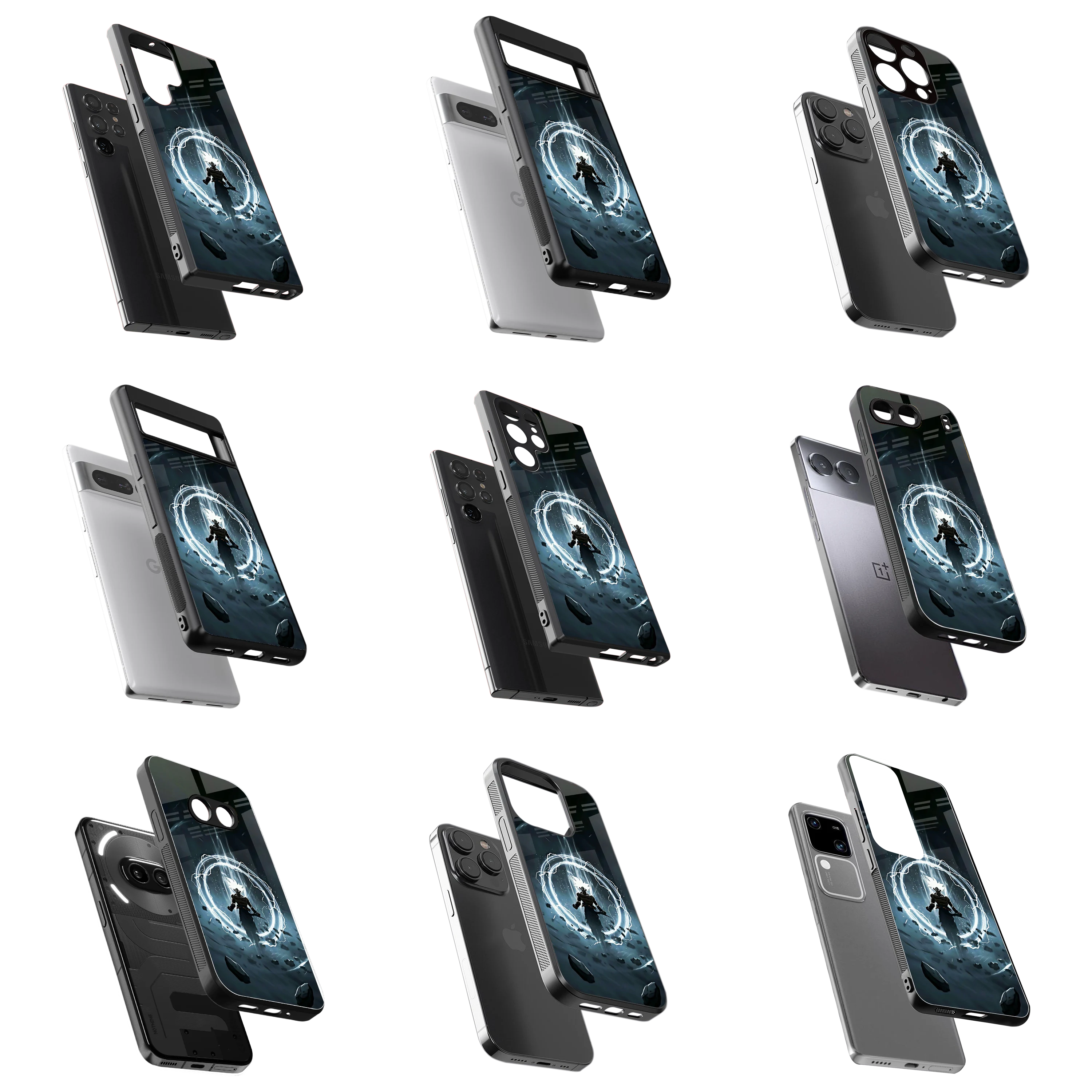 Durable Glass Back Mobile Case for iPhone, Samsung, OnePlus, Google Pixel, Redmi, Vivo, Oppo
