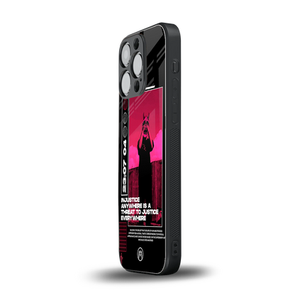 injustice back phone cover | glass case for iphone 15 pro