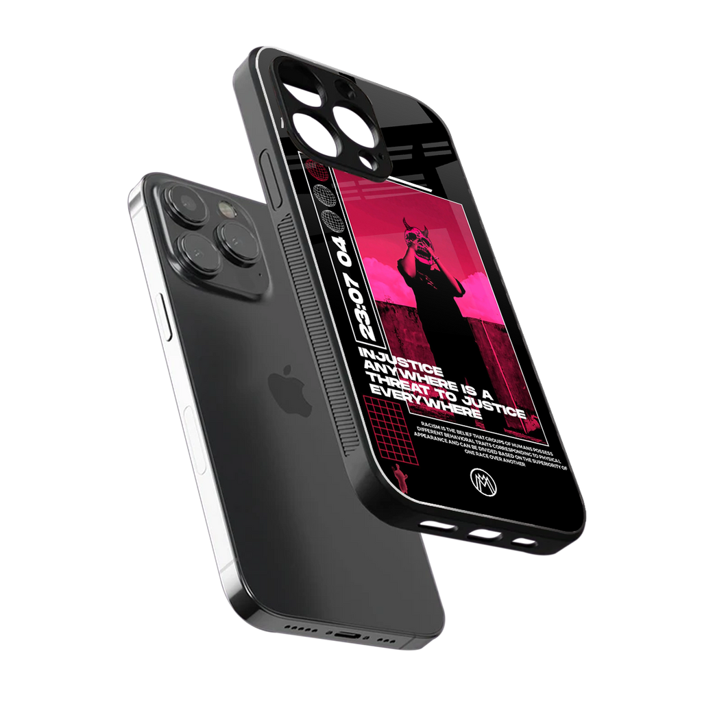injustice back phone cover | glass case for iphone 15 pro
