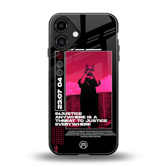 injustice back phone cover | glass case for iphone 16 plus