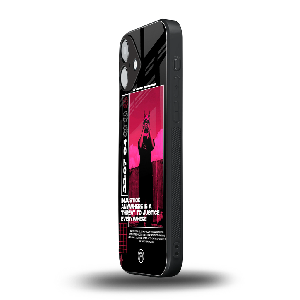 injustice back phone cover | glass case for iphone 16 plus