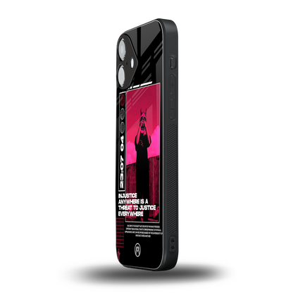 injustice back phone cover | glass case for iphone 16 plus