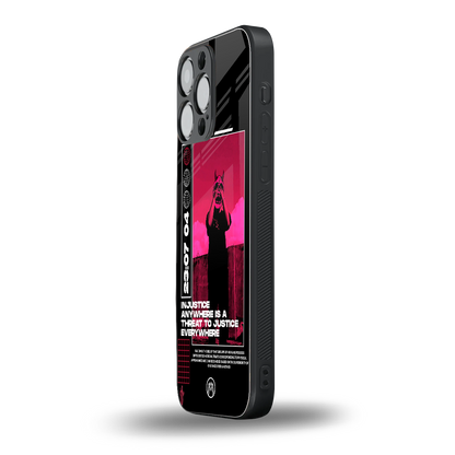 injustice back phone cover | glass case for iphone 16 pro max