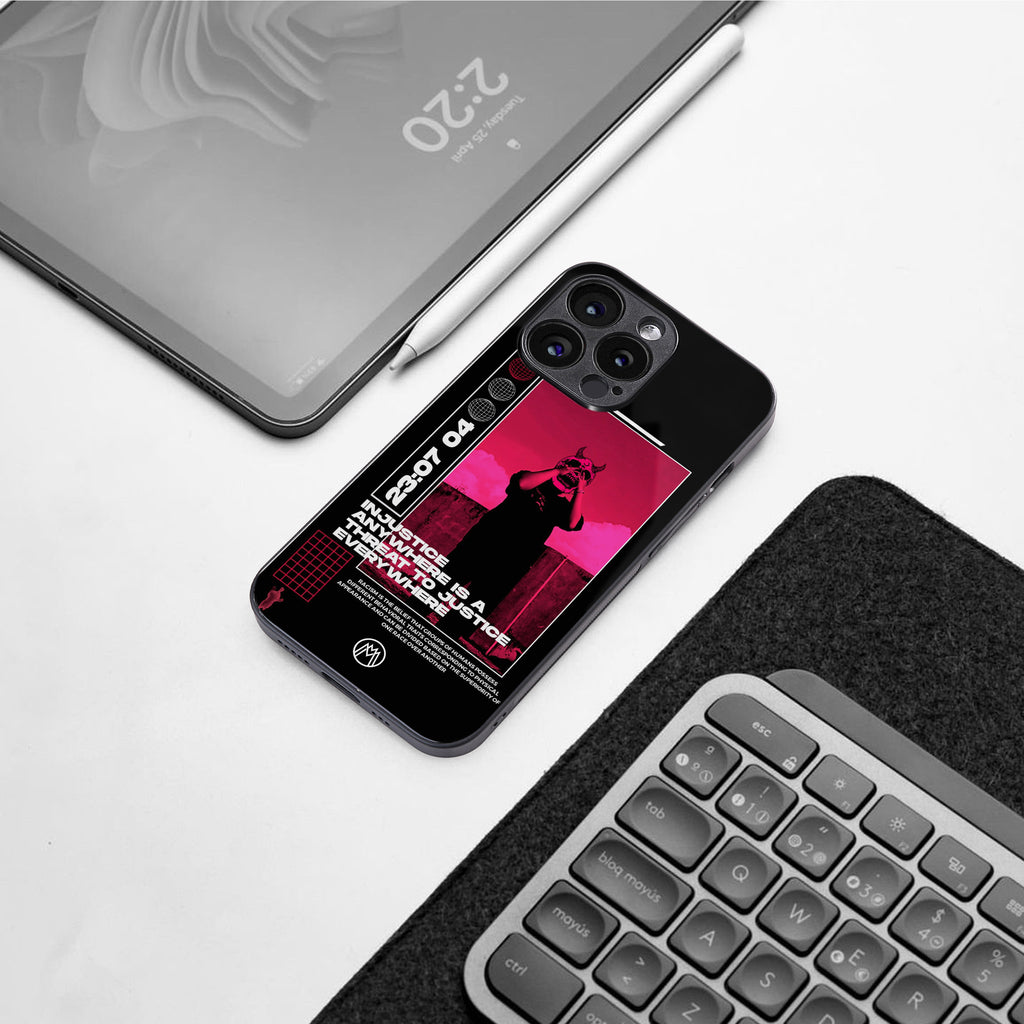 injustice back phone cover | glass case for iphone 15 pro