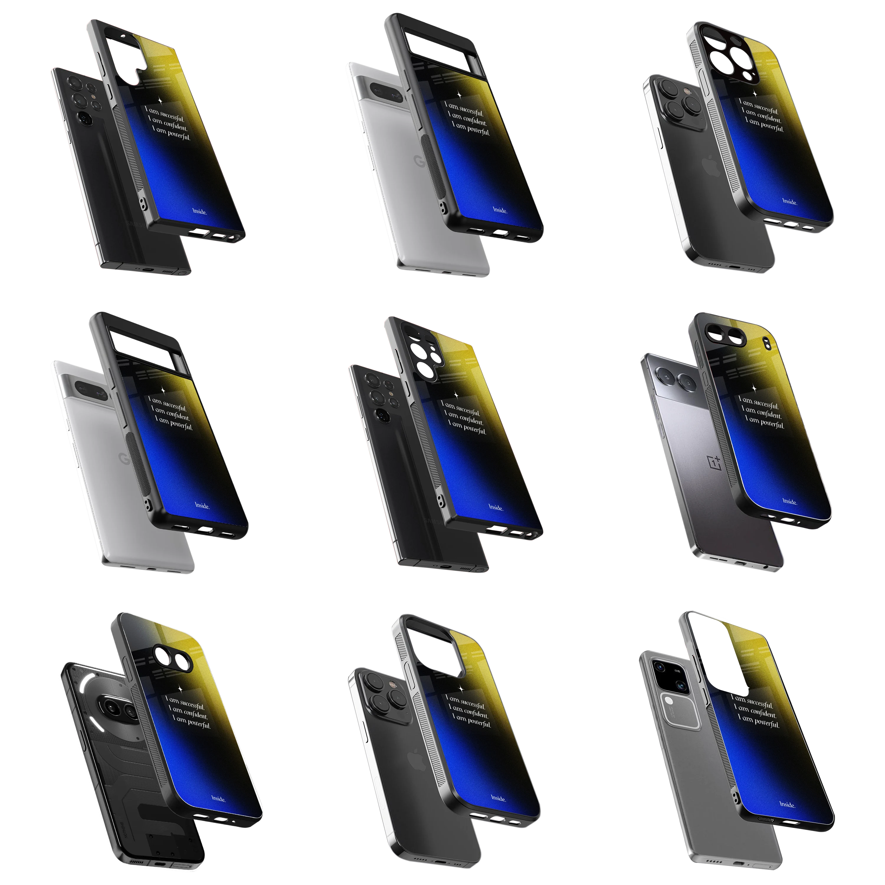 Durable Glass Back Mobile Case for iPhone, Samsung, OnePlus, Google Pixel, Redmi, Vivo, Oppo