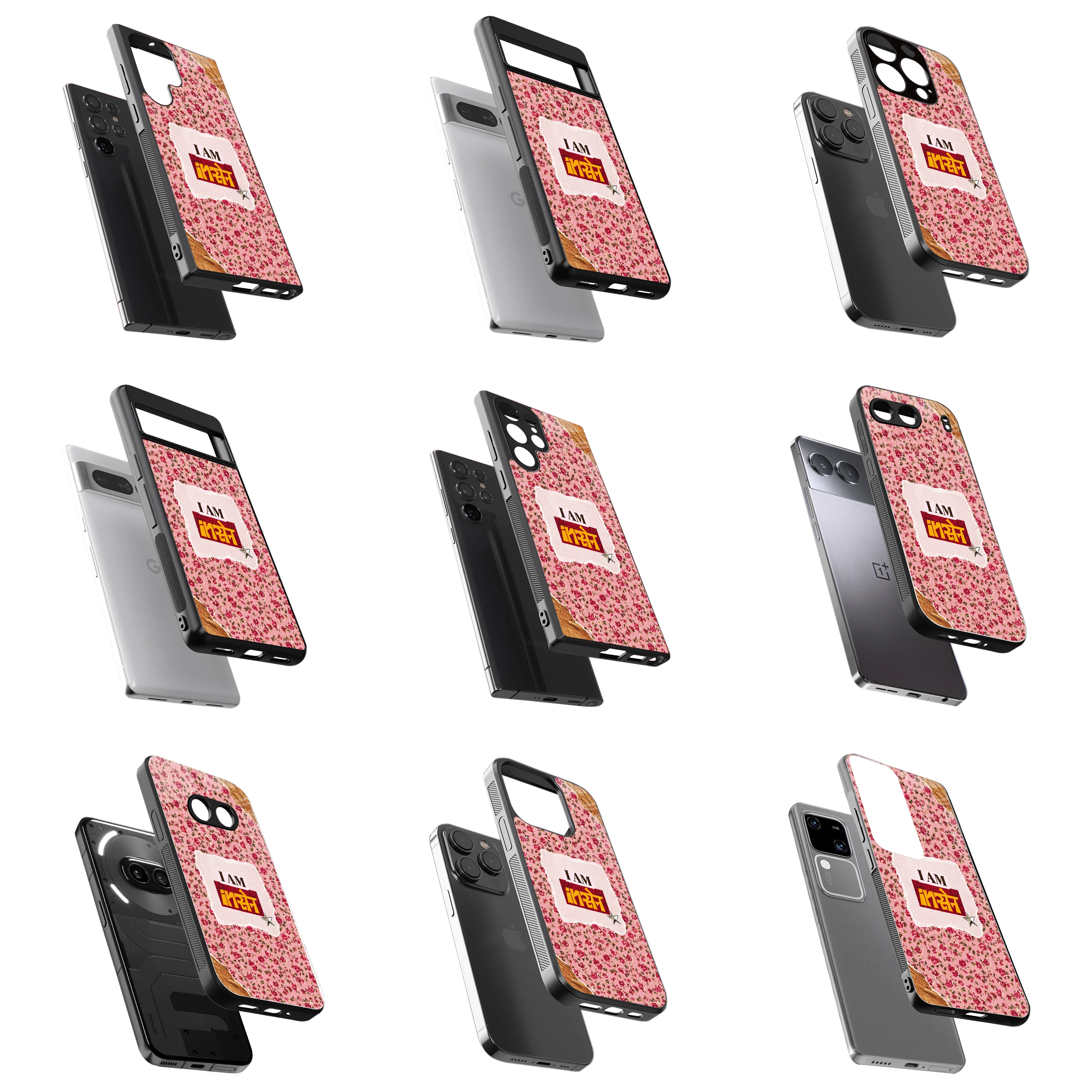 Durable Glass Back Mobile Case for iPhone, Samsung, OnePlus, Google Pixel, Redmi, Vivo, Oppo