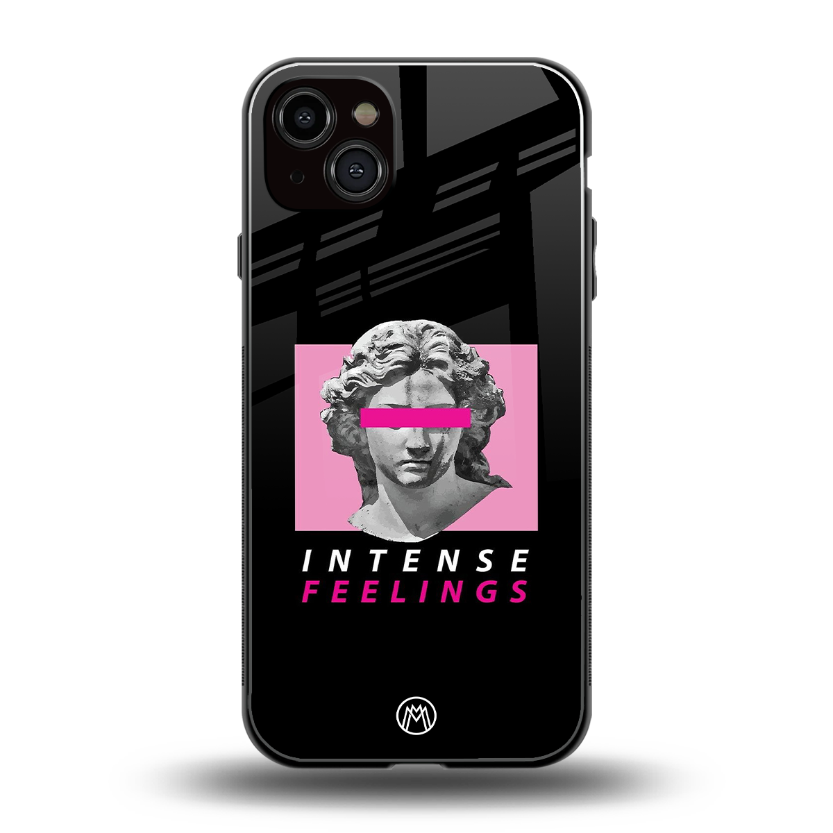 intense feelings back phone cover | glass case for iphone 15 plus