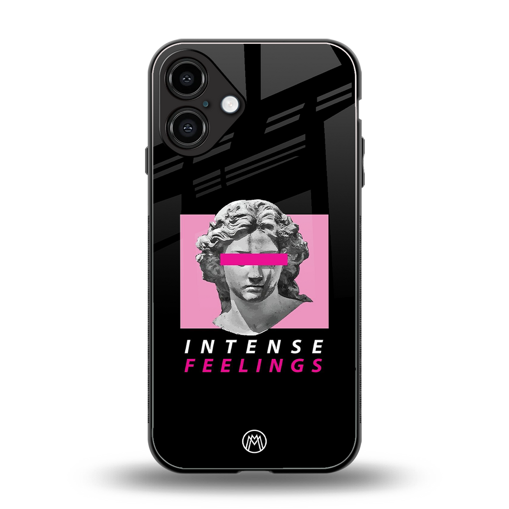 intense feelings back phone cover | glass case for iphone 16 plus