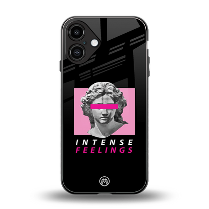 intense feelings back phone cover | glass case for iphone 16 plus