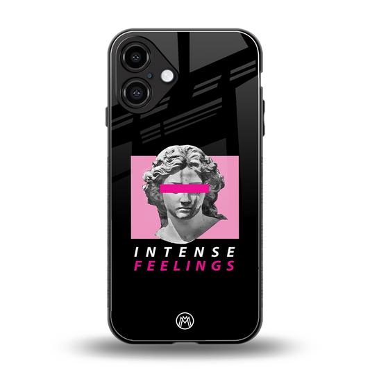 intense feelings back phone cover | glass case for iphone 16 plus