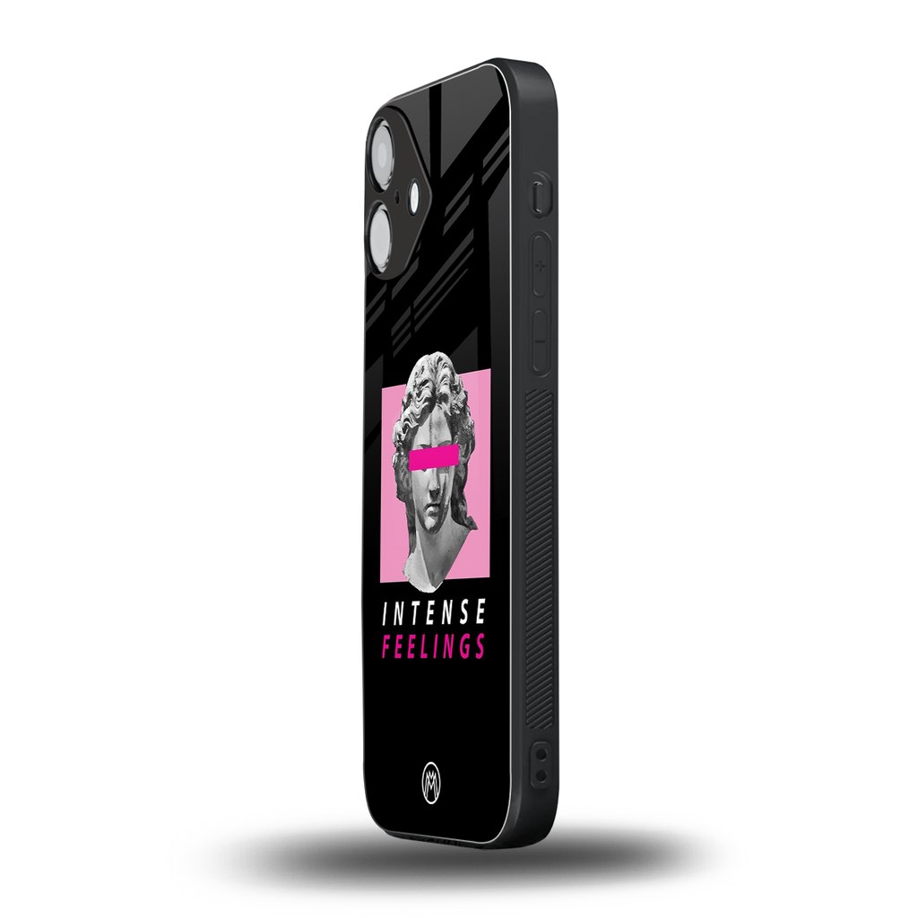 intense feelings back phone cover | glass case for iphone 16 plus