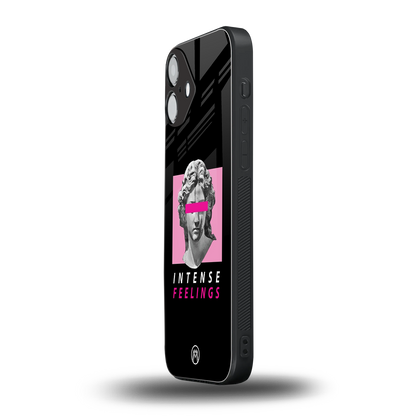intense feelings back phone cover | glass case for iphone 16 plus