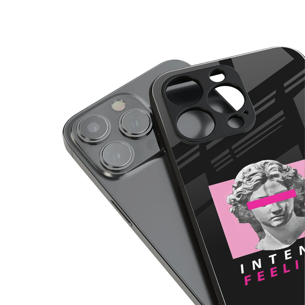 intense feelings back phone cover | glass case for iphone 16 pro max